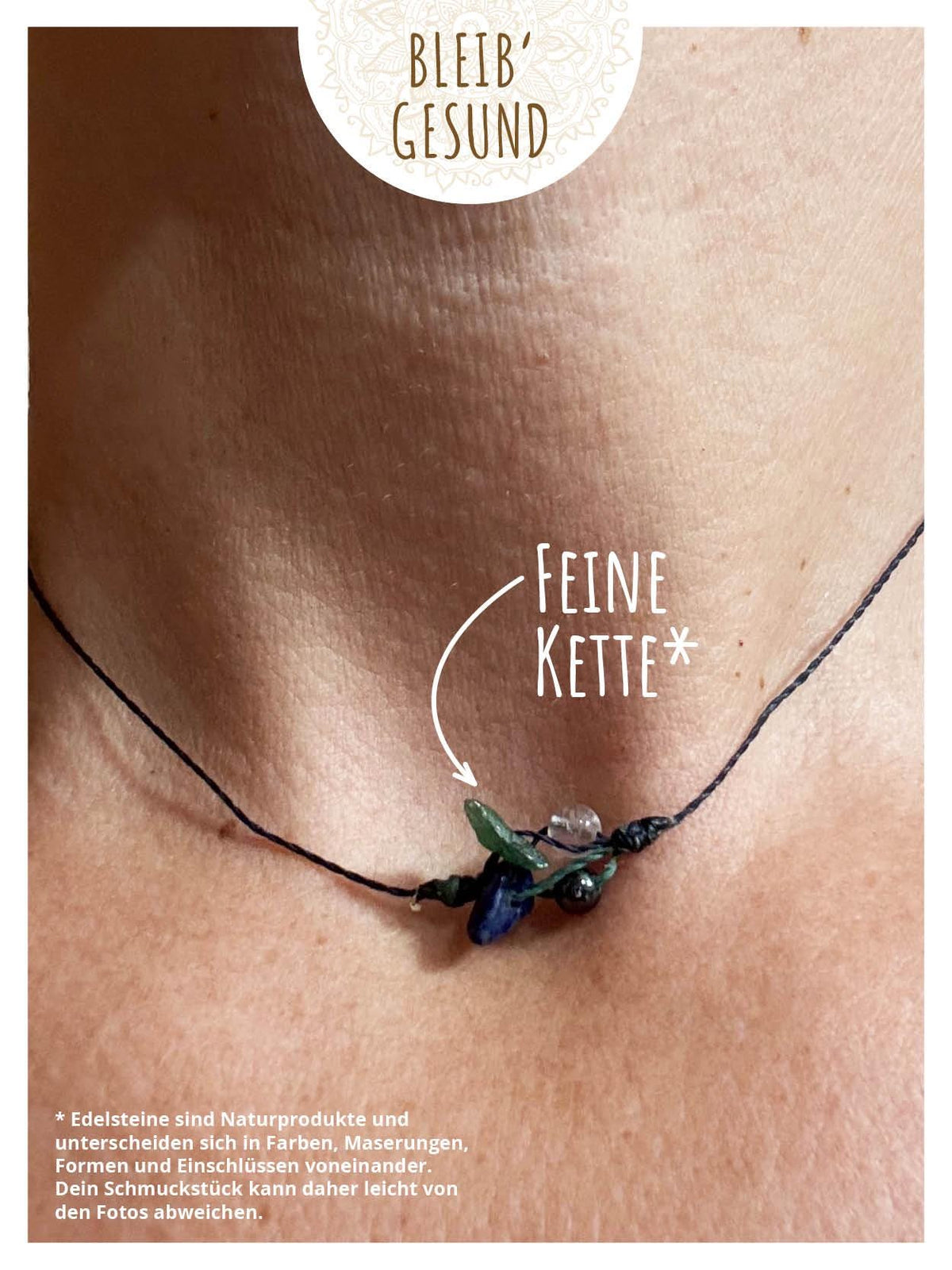 Helferbändchen® Genesungswünsche – Edelsteinschmuck mit Bergkristall, Aventurin, Hämatit und Lapislazuli