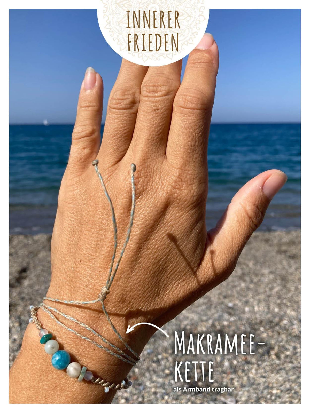 Helferbändchen® Innerer Frieden – Edelsteinschmuck mit Friedensachat, Amazonit, Larimar und Chrysokoll