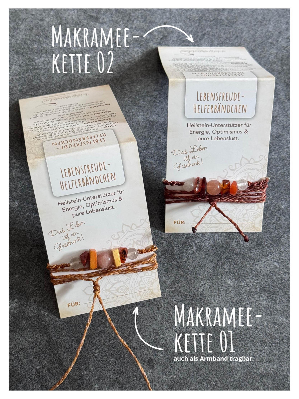 Helferbändchen® Lebensfreude – Edelsteinschmuck mit Citrin, Sonnenstein, Karneol und Bernstein