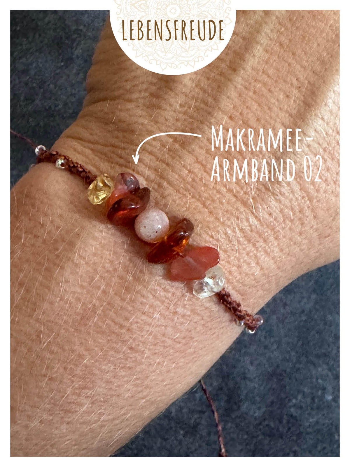 Helferbändchen® Lebensfreude – Edelsteinschmuck mit Citrin, Sonnenstein, Karneol und Bernstein
