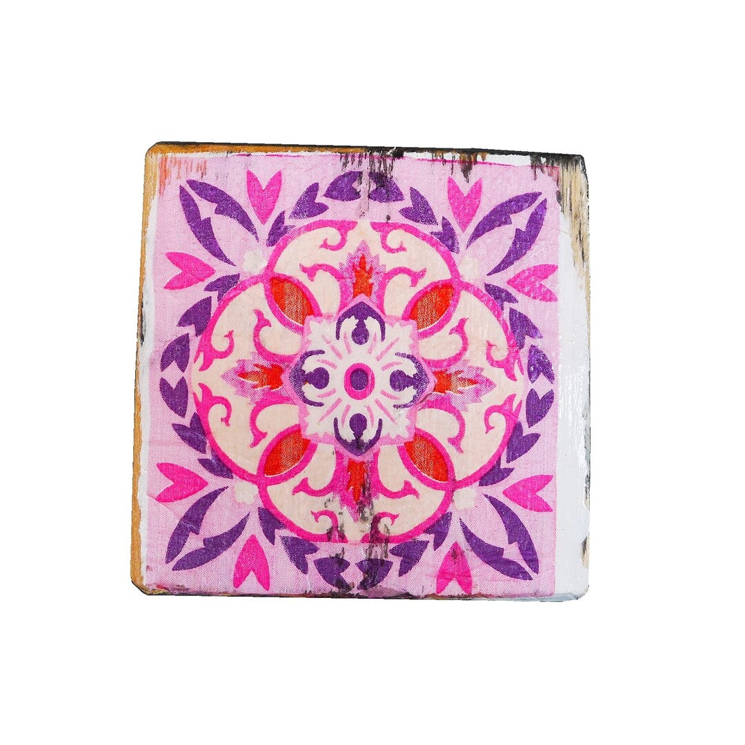 Untersetzer Old Dutch Fliese rosa, 4er-Set 9 x 9 cm