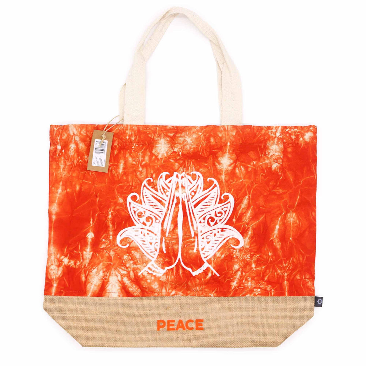 Stonewash-Rucksack – Namaste-Hand – orange