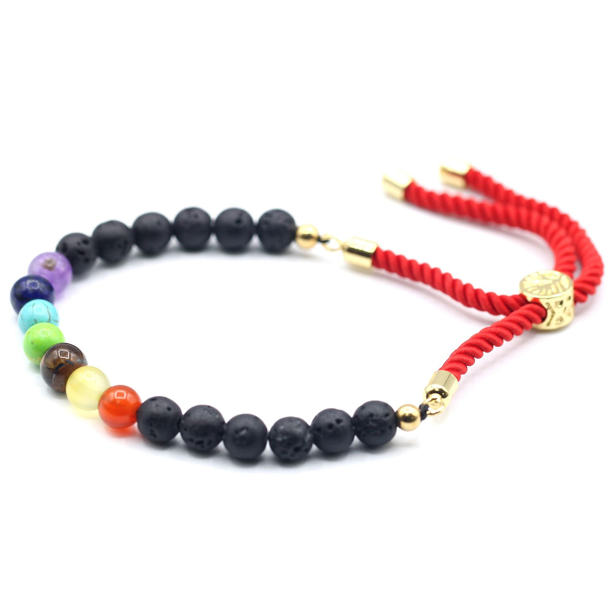Armband – Edelstein Schnur vergoldet royalblau – Lavastein Chakra