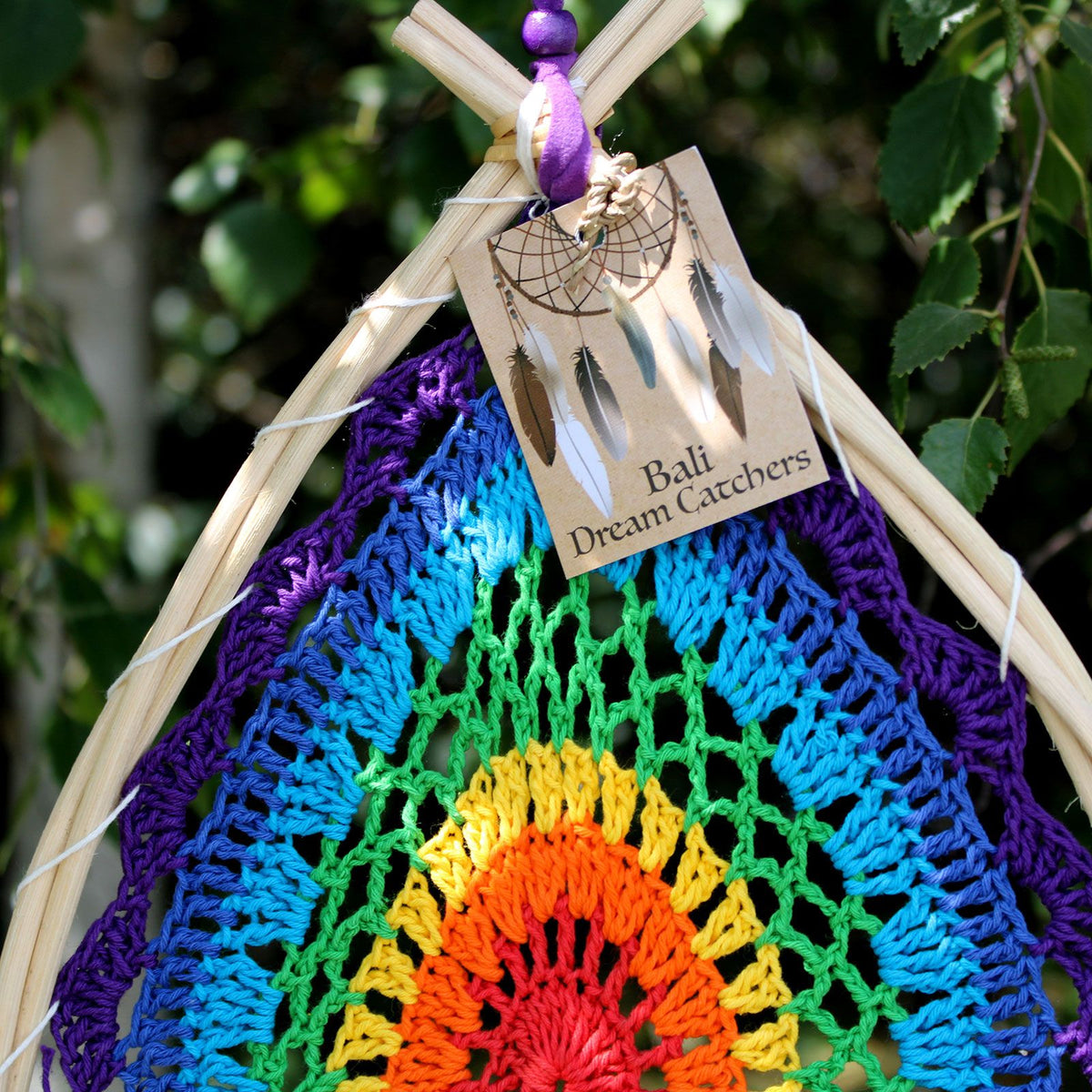 Bali-Traumfänger groß – Tropfenform – bunt