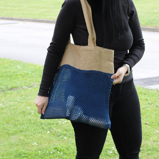 Netztasche – Jute & Baumwolle – Denim