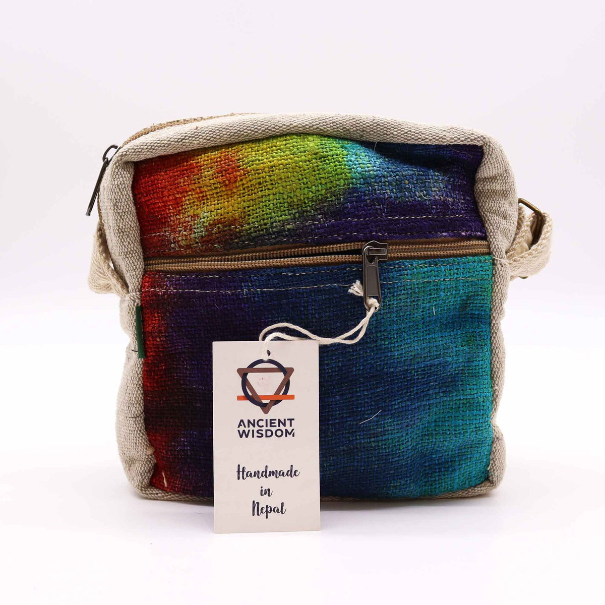Hanf-Umhängetasche Batik – 1 Reißverschluss