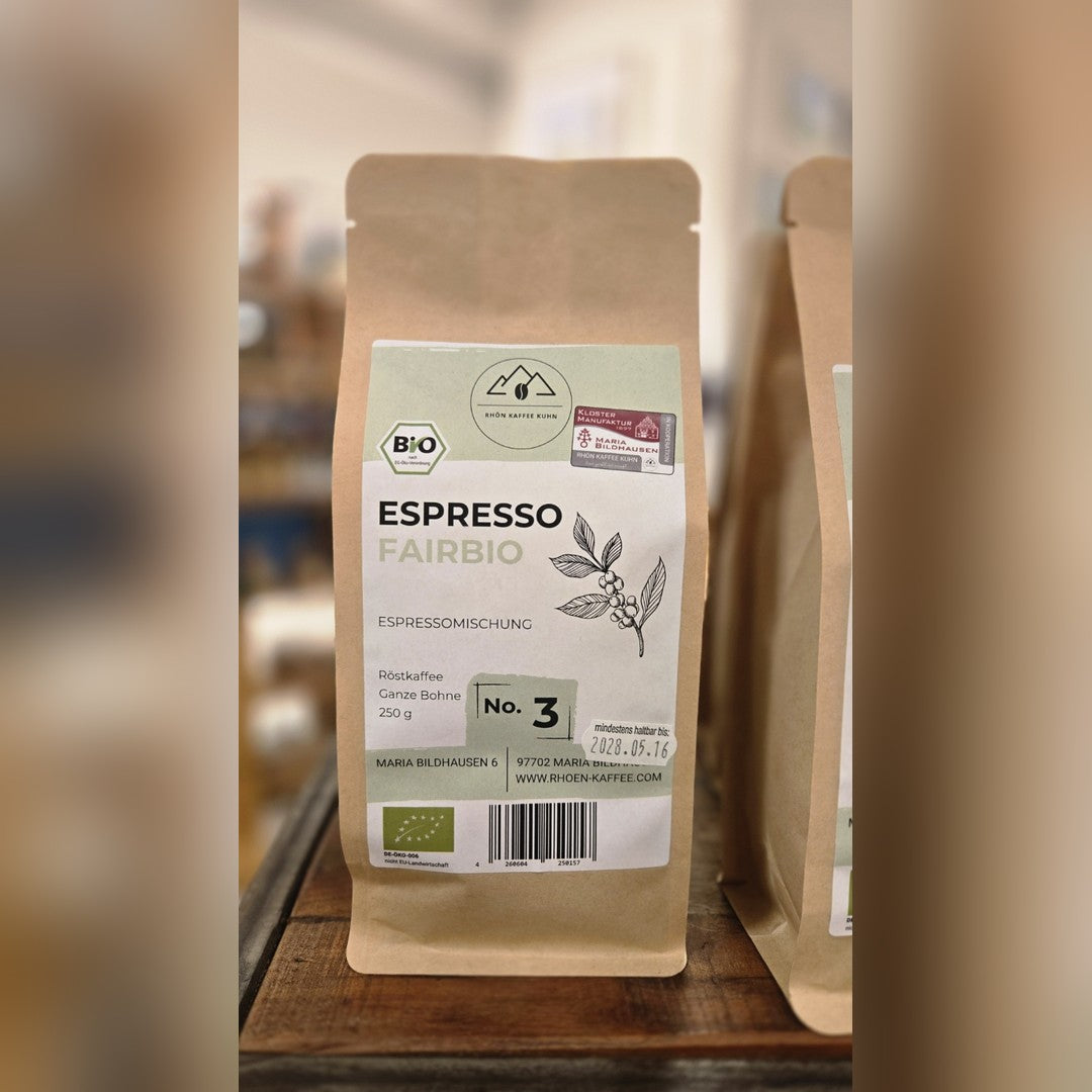 Rhön Kaffee Nr. 3 Espresso FairBio, ganze Bohne, 250 g