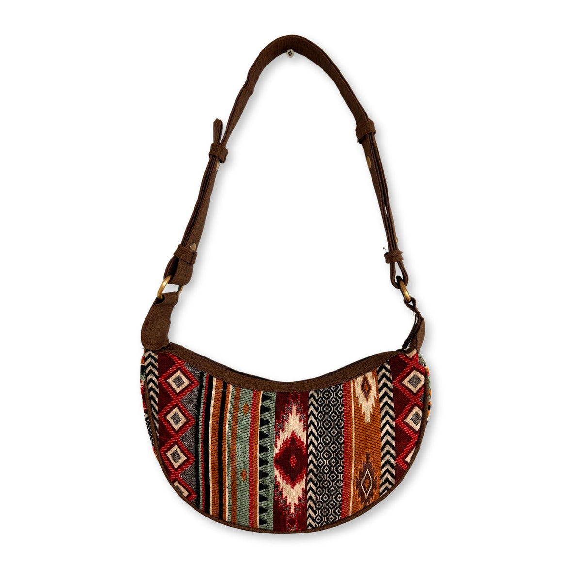 Hobo-Tasche – Jacquard – Brauntöne
