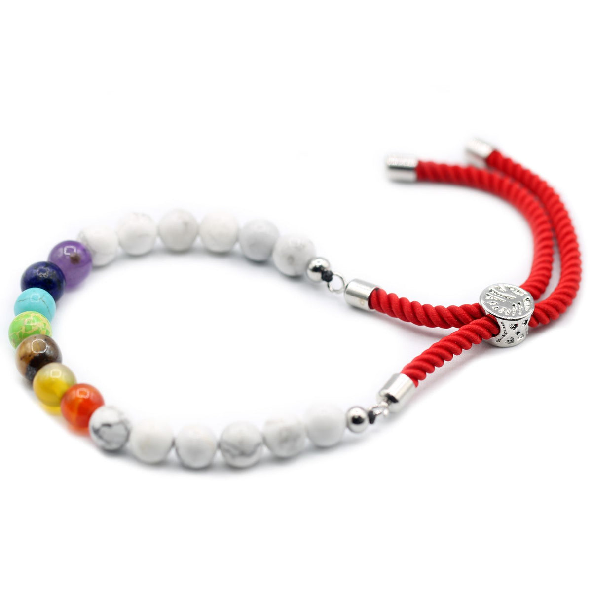 Armband – Edelstein Schnur versilbert rot – Howlith Chakra