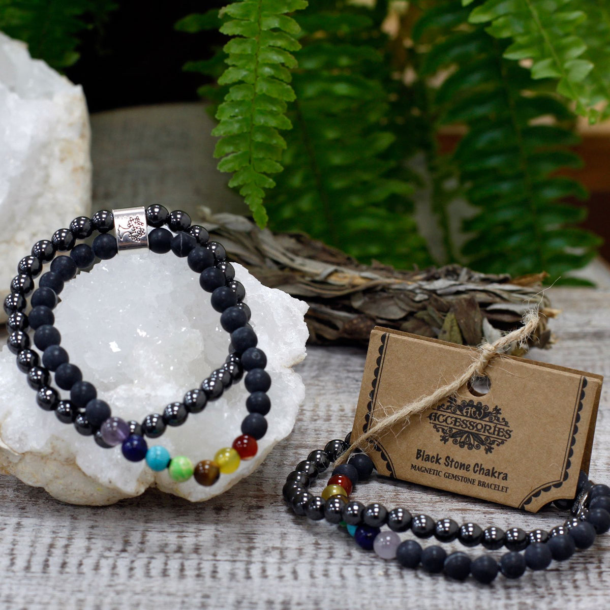 Armband – Magnet-Edelstein Chakra schwarz