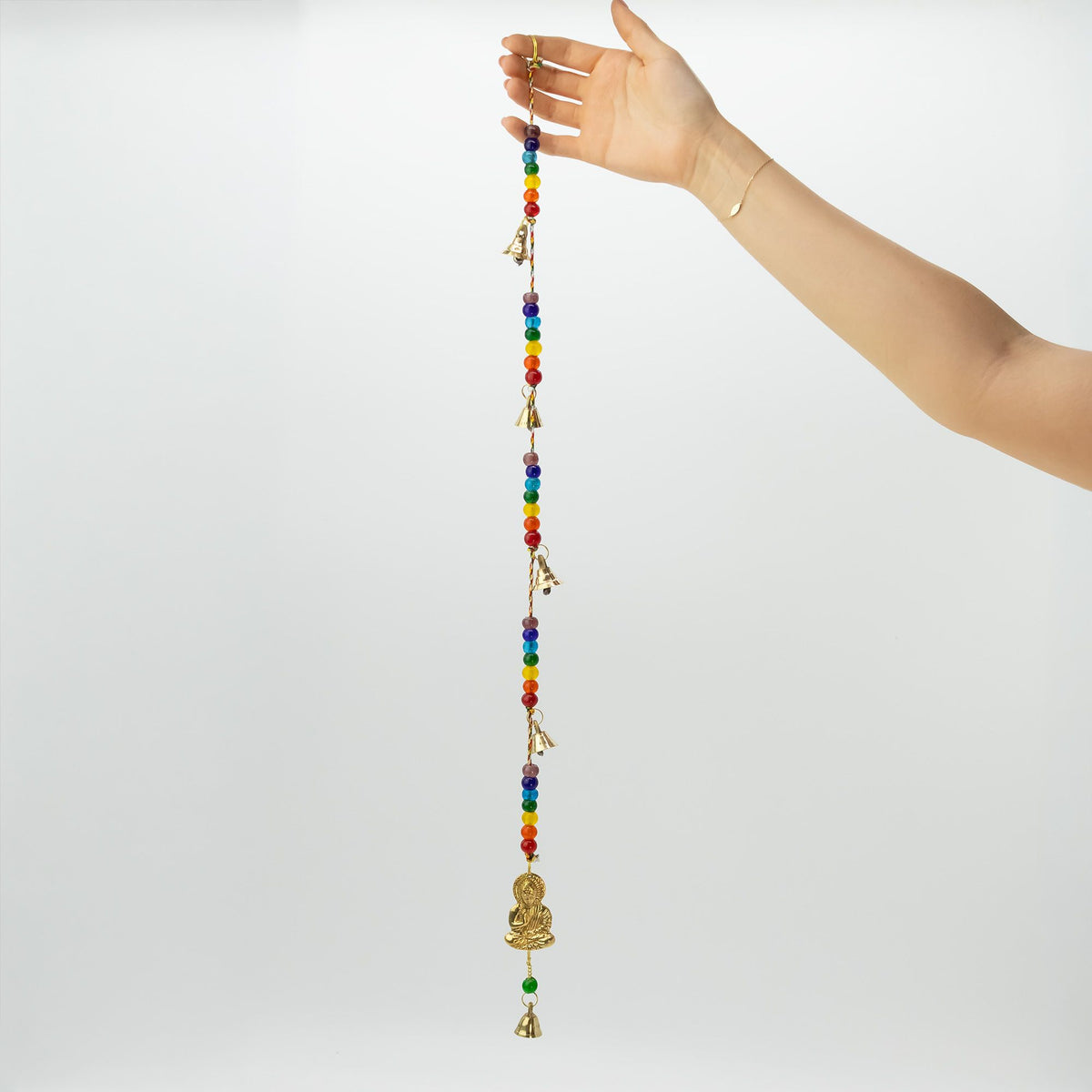 Glockenspiel – Messing Buddha mit Chakra-Perlen – 53 cm