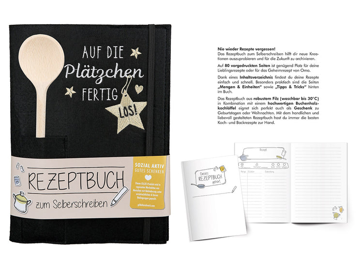 Rezeptbuch „Auf die Plätzchen fertig los!“ mit Kochlöffel