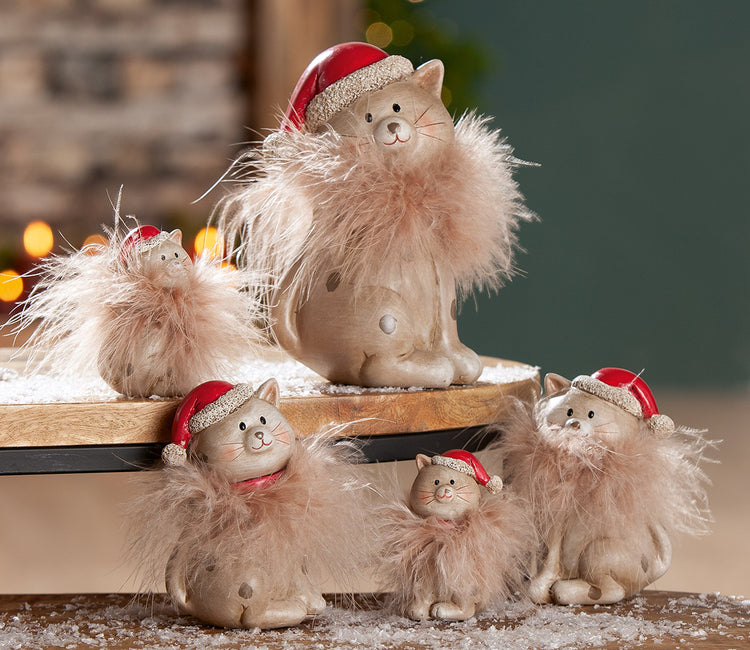 Katzenfiguren „Bella“ mit Weihnachtsmütze