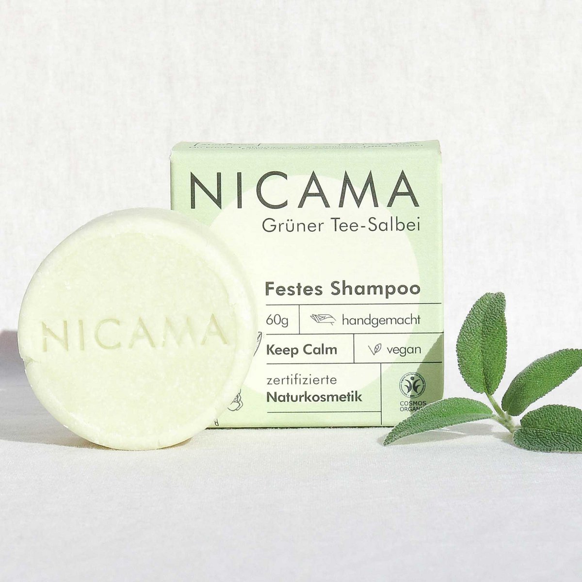 Festes Shampoo - Grüner Tee-Salbei (Bio) - 60 g | NICAMA