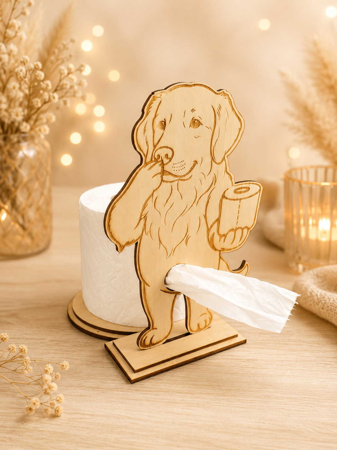 Klopapierhalter Hund aus Holz von mk-kreativ