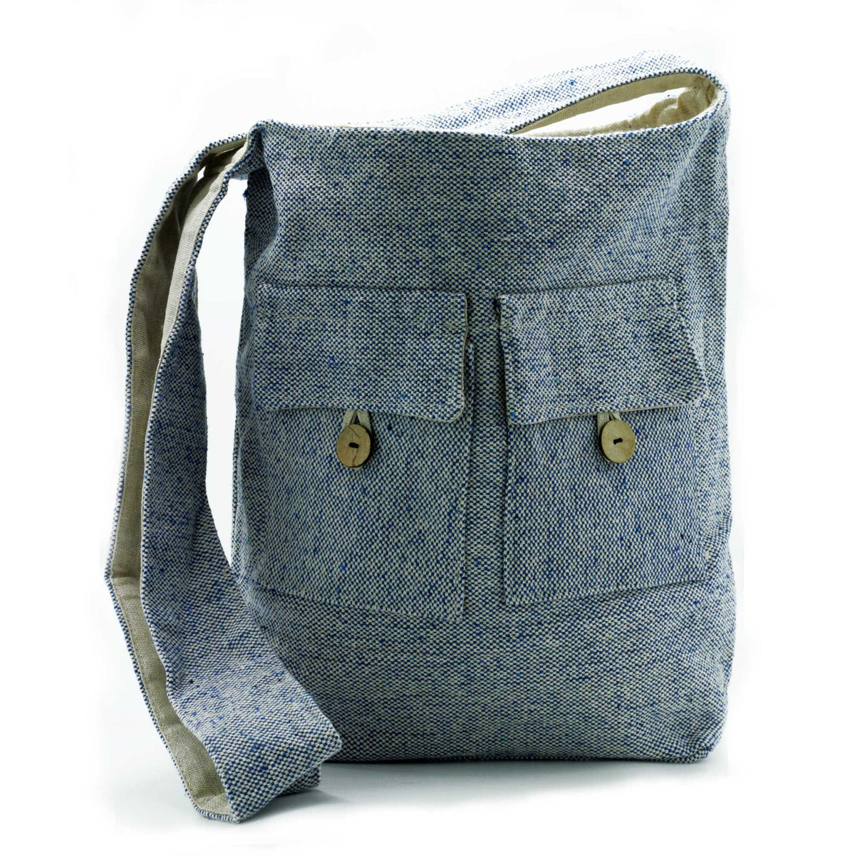Tasche Naturtöne mit 2 Fächern – Denim – groß