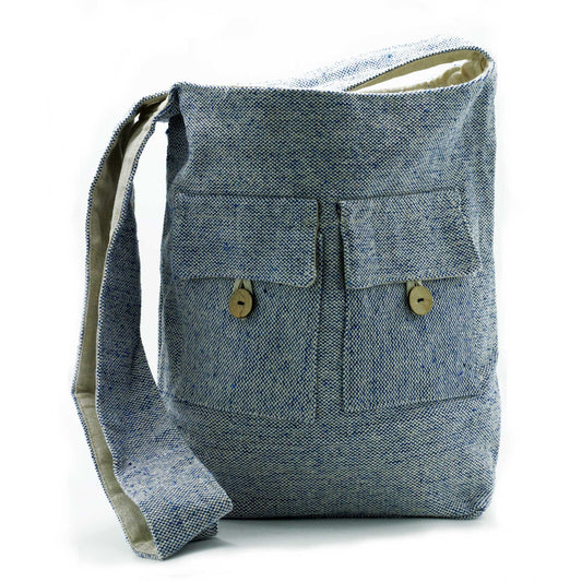 Tasche Naturtöne mit 2 Fächern – Denim – groß