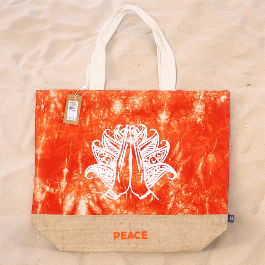 Stonewash-Rucksack – Namaste-Hand – orange