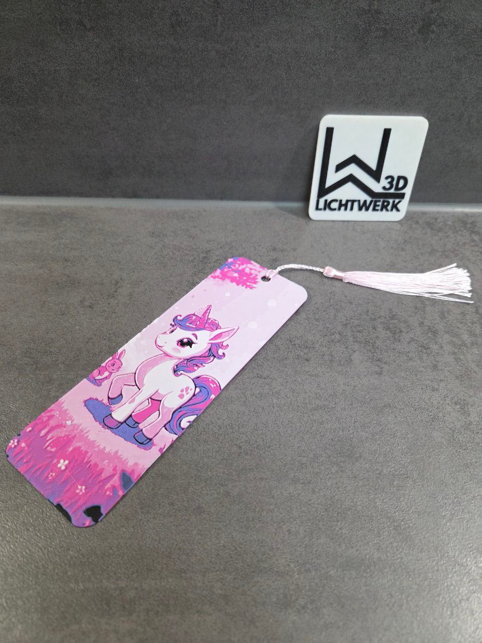 3D-gedrucktes Lesezeichen „Süßes Einhorn“ – in traumhaften Lila- & Pinktönen