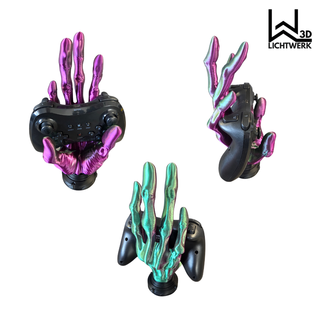 Alienhand Controller Halter – 3D-gedruckt mit 6 Fingern & schimmerndem Farbwechsel-Effekt