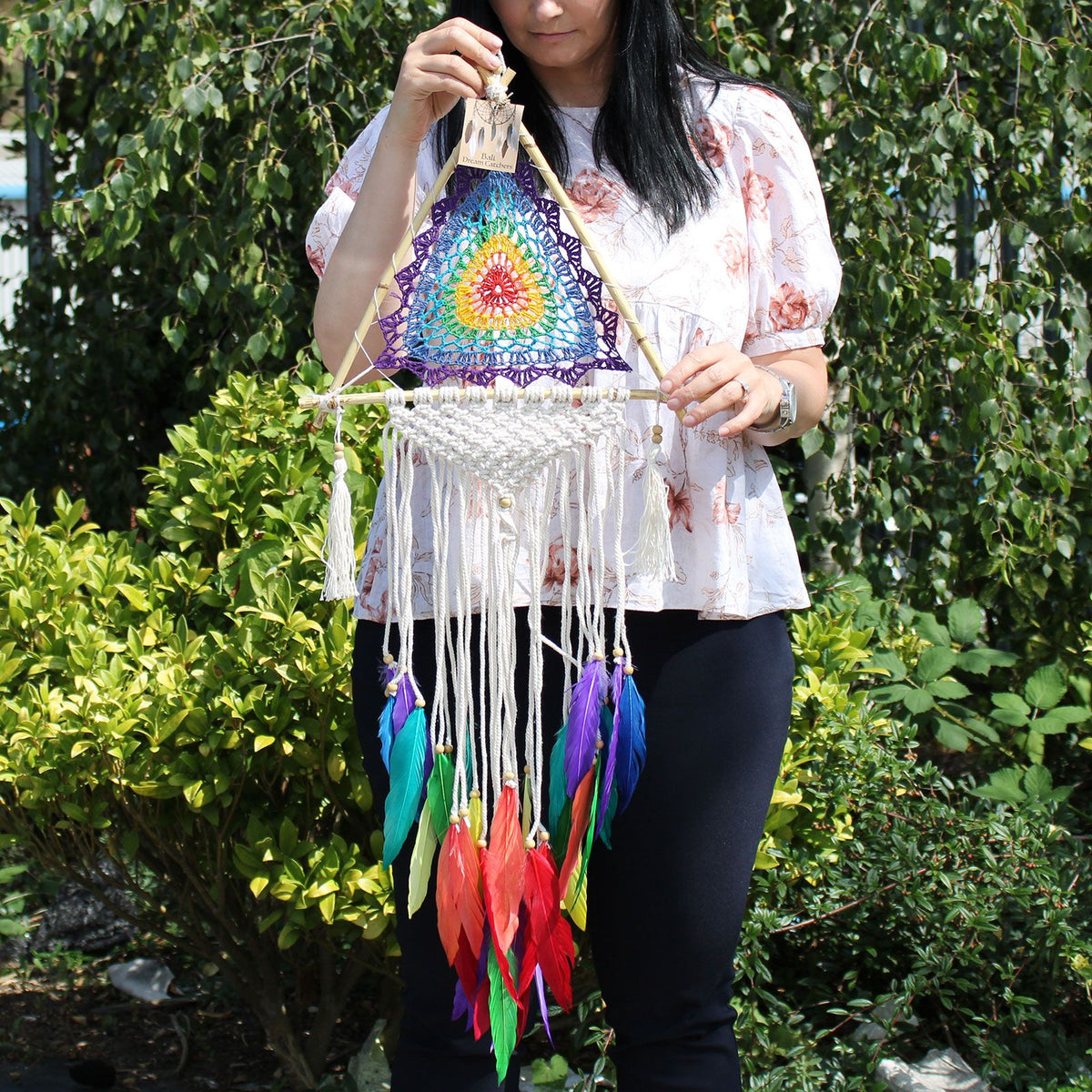 Bali-Traumfänger mittel – Pyramide – bunt