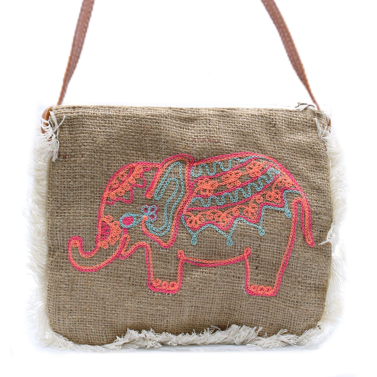 Fransentasche – Elefant bestickt