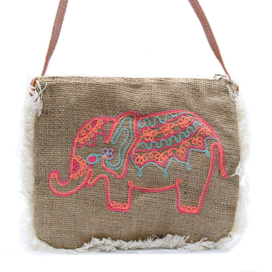 Fransentasche – Elefant bestickt