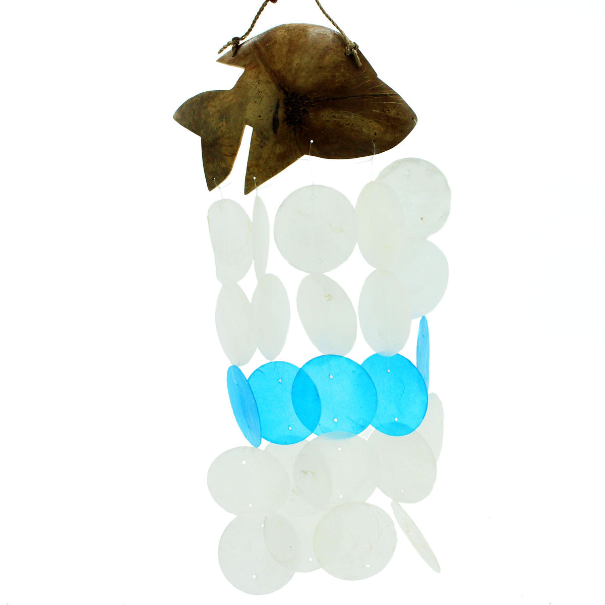 Windspiel Kokos & Capiz – Delfine Blau – 30 cm