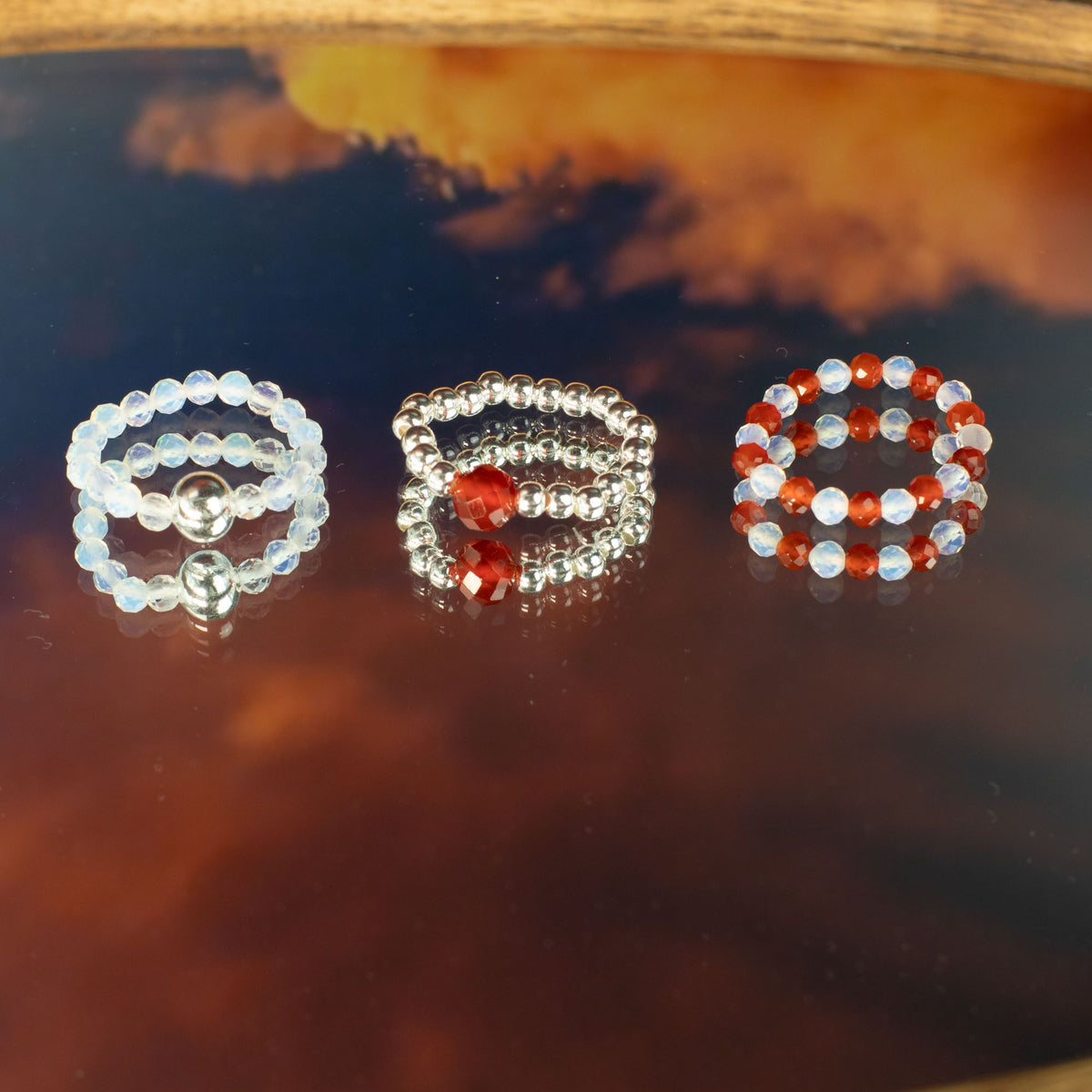 Ring-Set – Edelstein Nymph Spirit – Blood Moon
