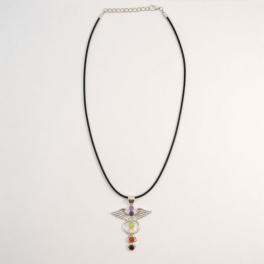 Anhänger – Devotional versilbert Kordel – Engel-Chakra