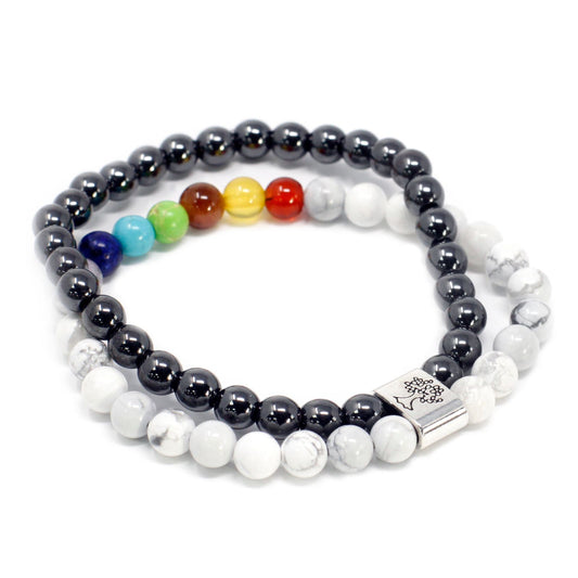 Armband – Magnet-Edelstein Chakra Howlith weiß