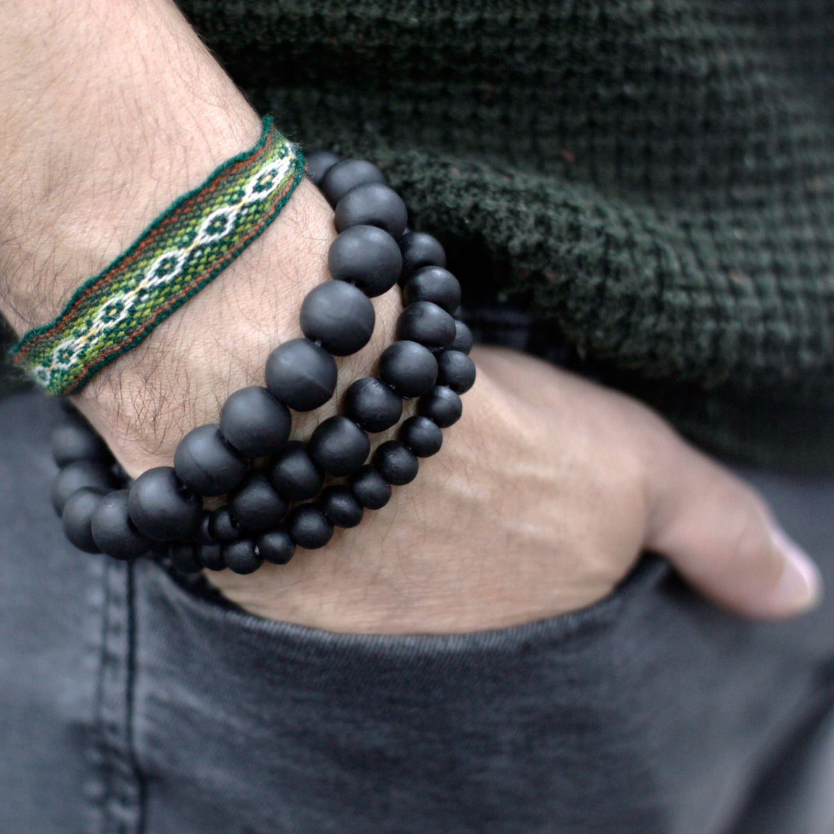 Armband-Set – 3 Schwarzholzperlen-Armbänder