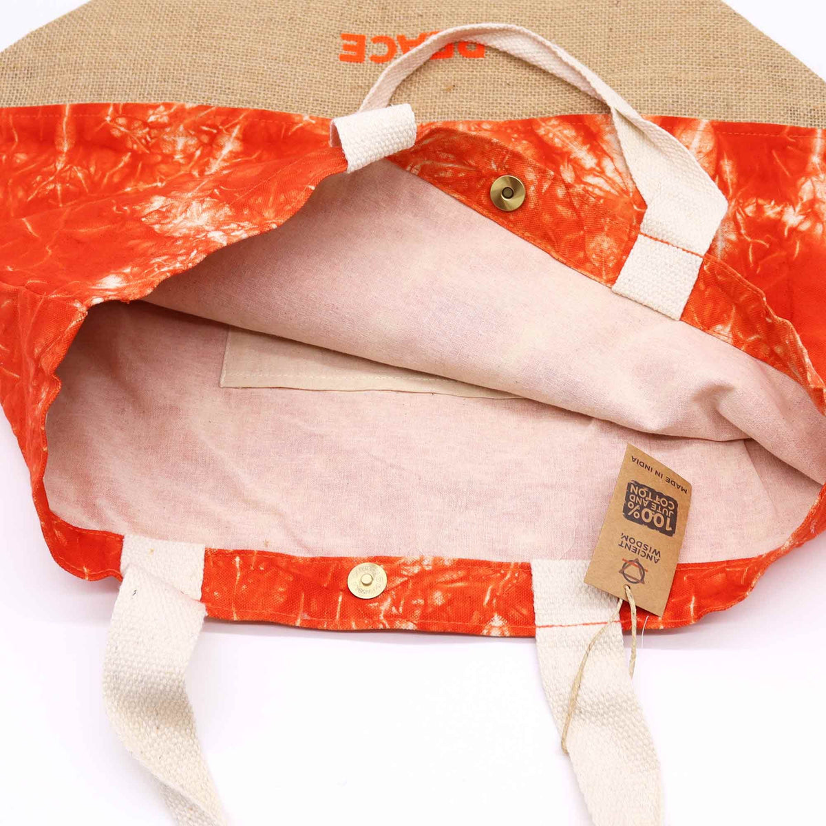 Stonewash-Rucksack – Namaste-Hand – orange