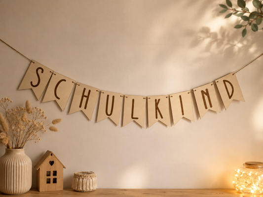 Schulkind-Girlande aus Holz von KirrWerk