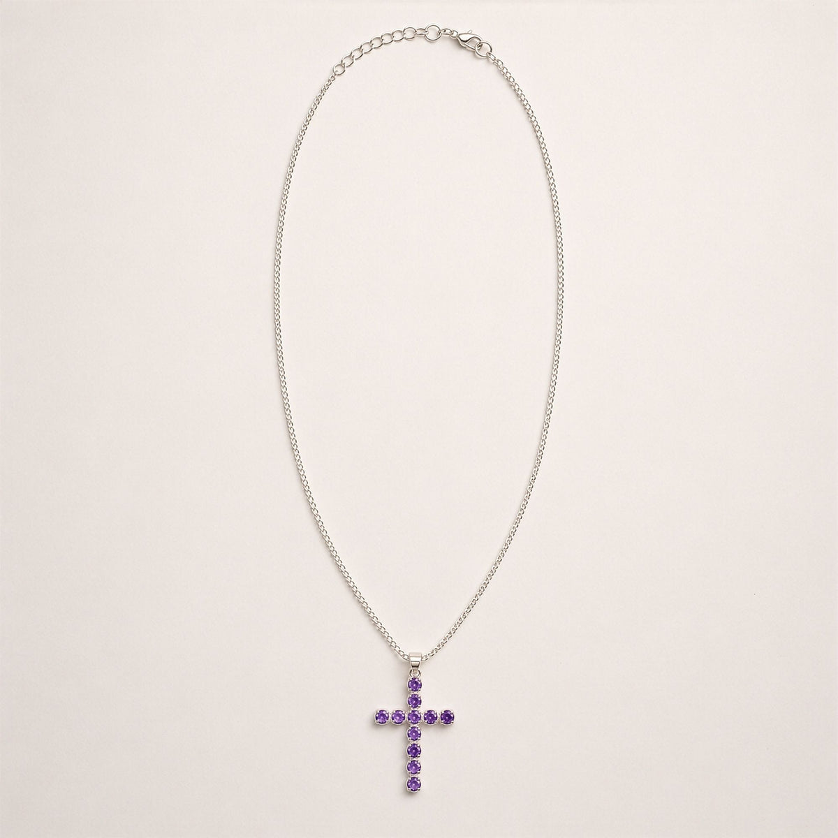 Anhänger – Devotional versilbert Kette – Amethyst-Kreuz
