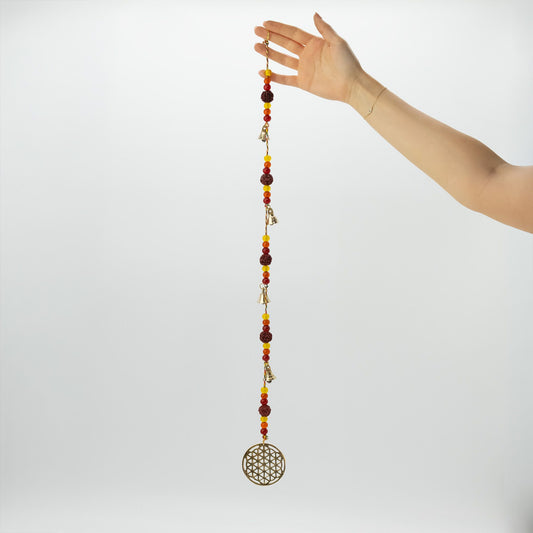 Glockenspiel – Messing Blume des Lebens mit Rudraksha – 63 cm