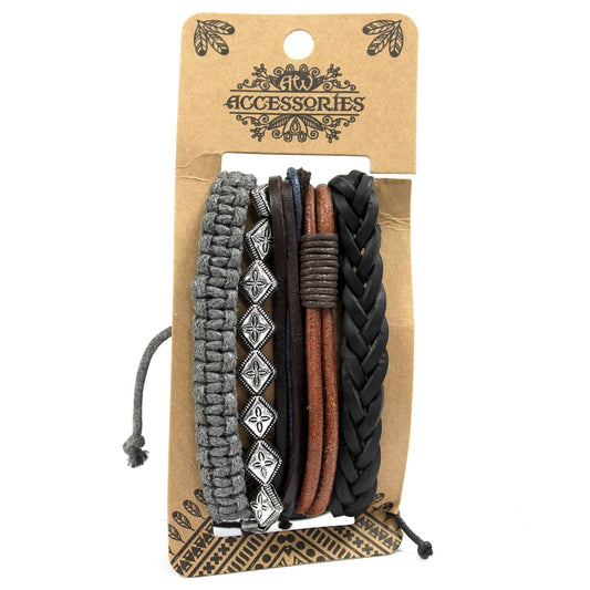 Armband-Set Herren – Metall & Leder – sortiert