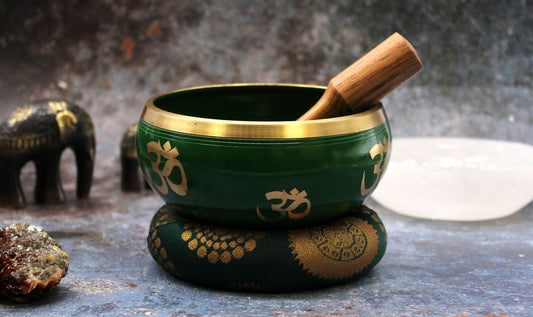 Klangschalen-Set – Lebensbaum grün – 14 cm