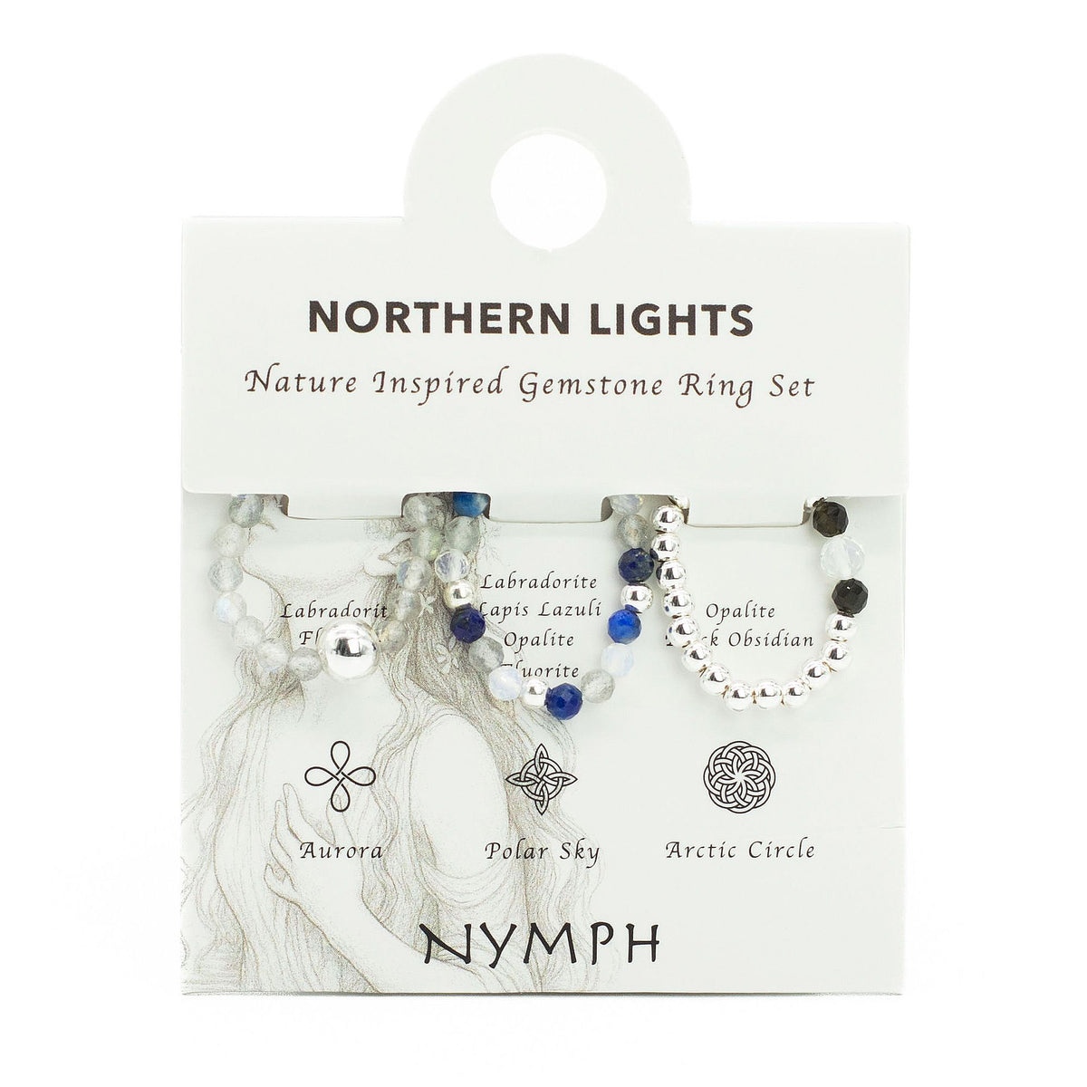Ring-Set – Edelstein Nymph Spirit – Northern Lights