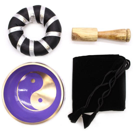 Klangschalen-Set – Yin & Yang weiß/lila – 10,7 cm