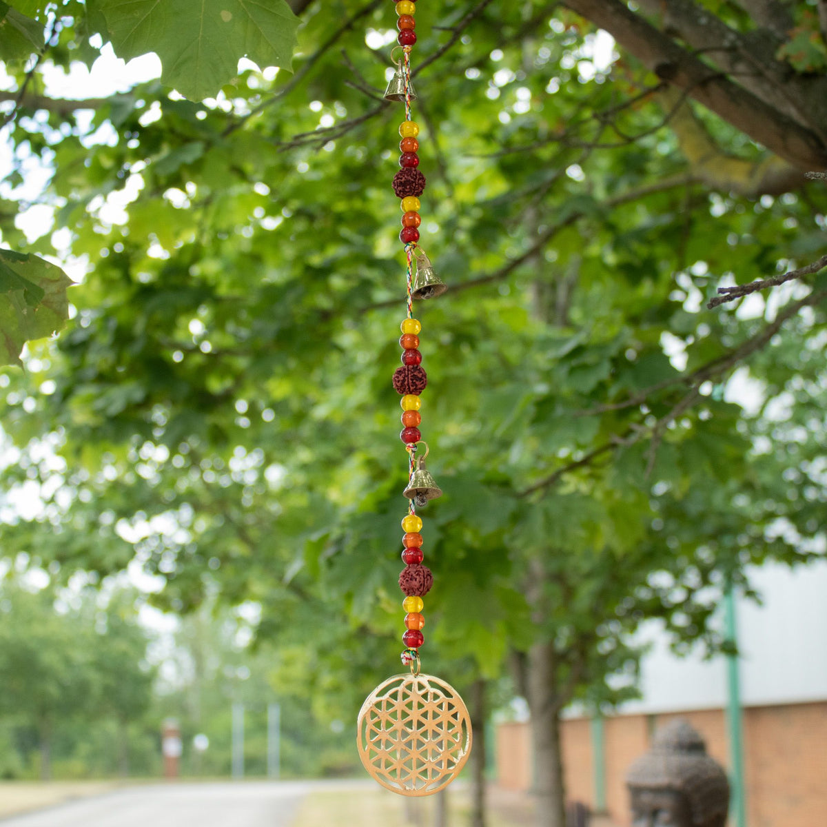Glockenspiel – Messing Blume des Lebens mit Rudraksha – 63 cm