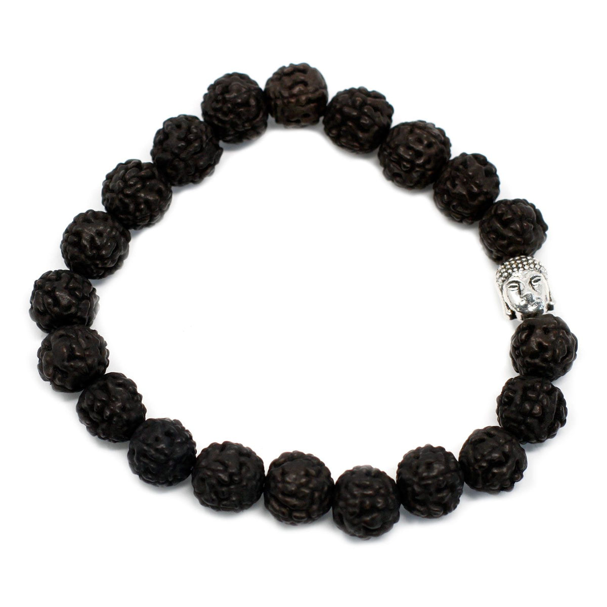 Rudraksha-Armreif Mala mit Buddha – Dunkel