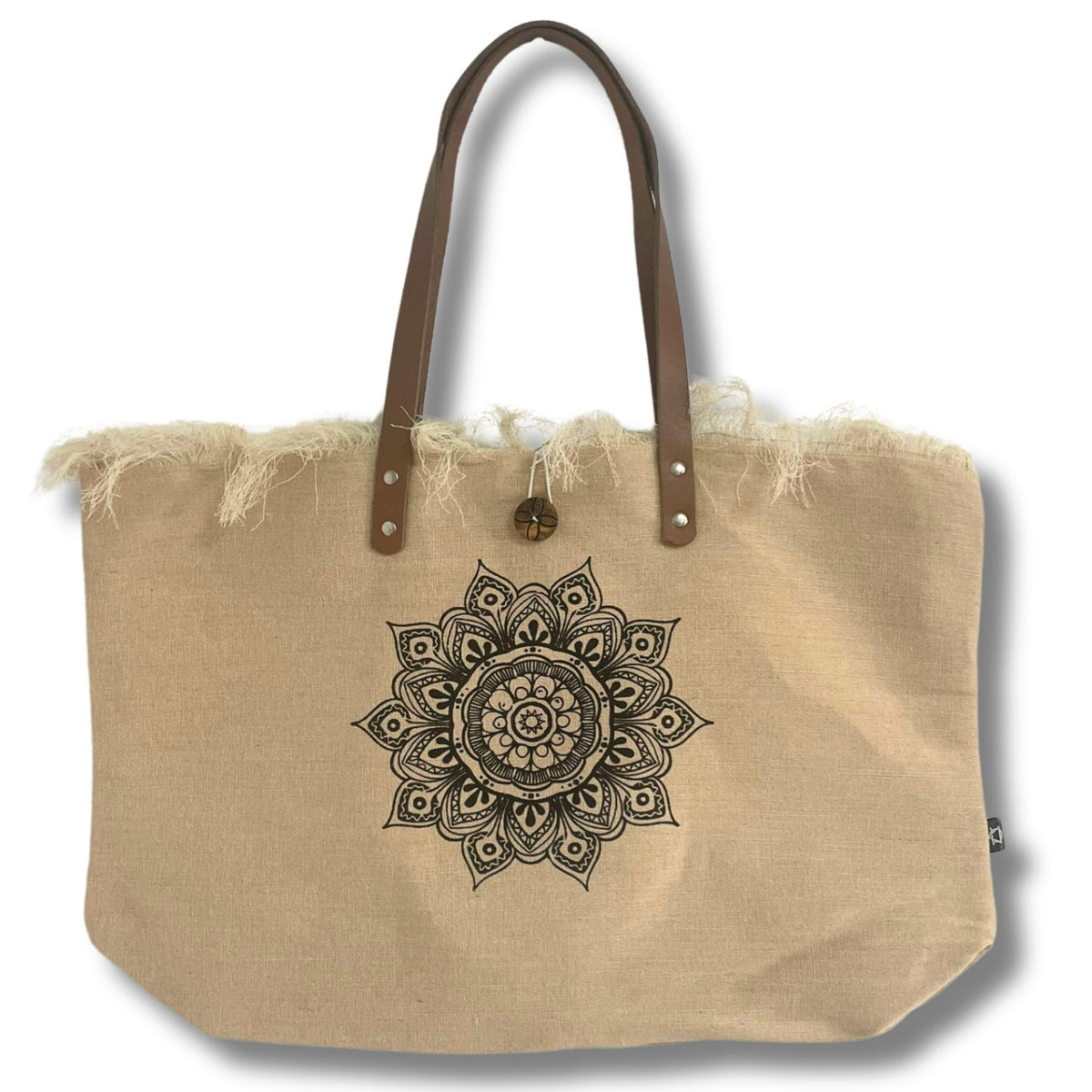 Tragetasche mit Ledergriff – Blume des Lebens