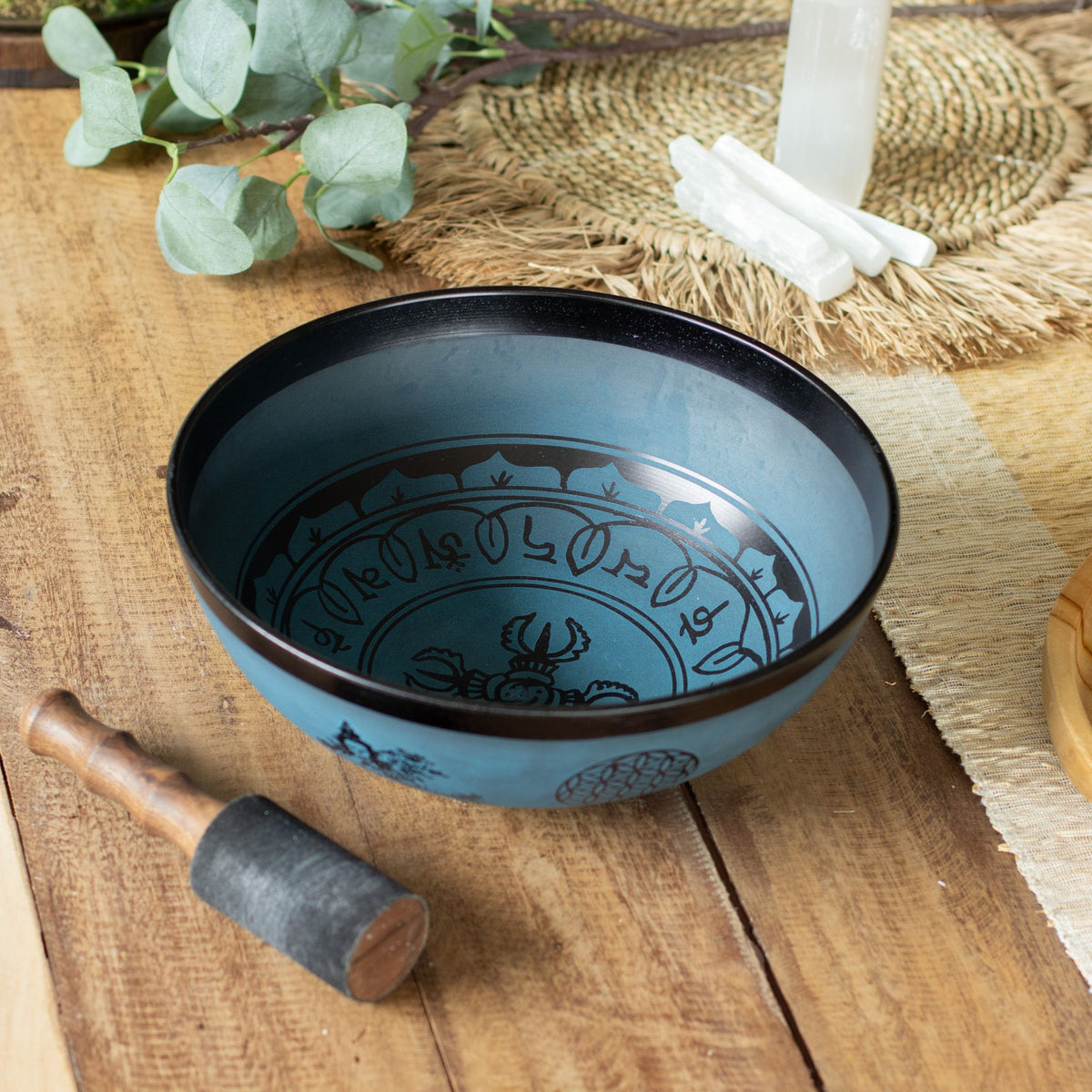 Klangschale – Aluminium Doppel-Dorje blau – 27 cm