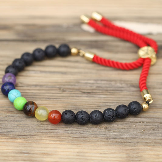 Armband – Edelstein Schnur vergoldet royalblau – Lavastein Chakra