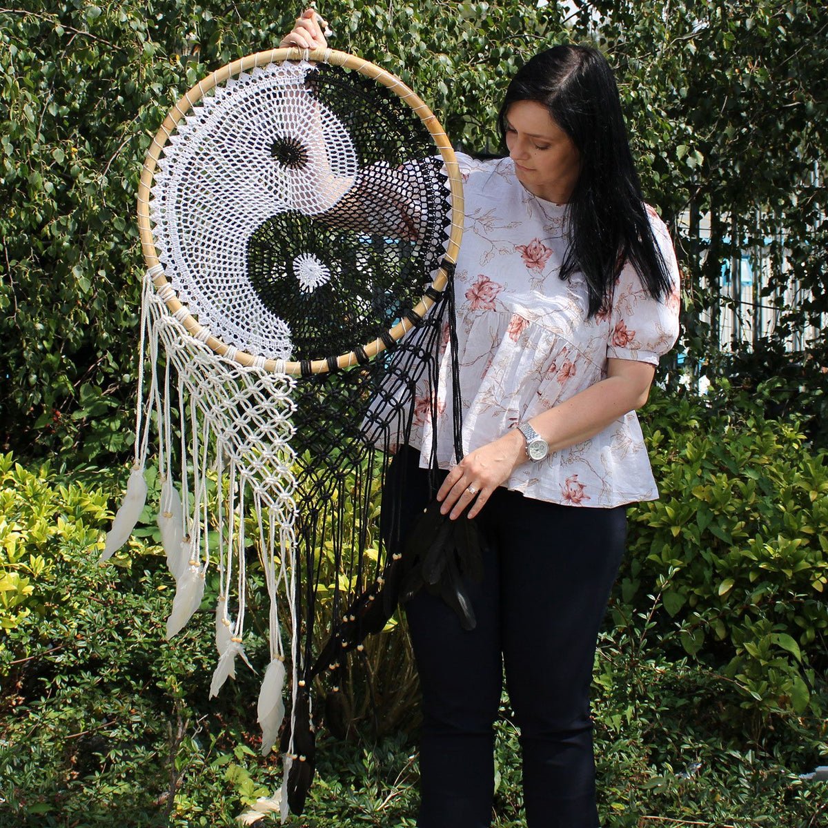 Bali-Traumfänger XL – Yin & Yang – 50 cm