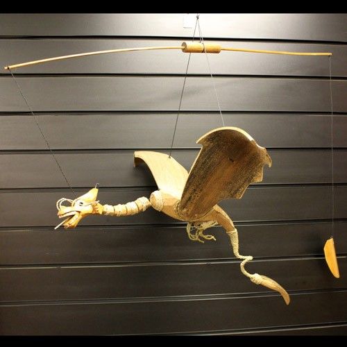Drachen-Mobile aus Kokos groß – Natur – 46 cm