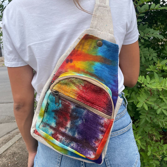 Sling-Umhängetasche – Hanf Batik