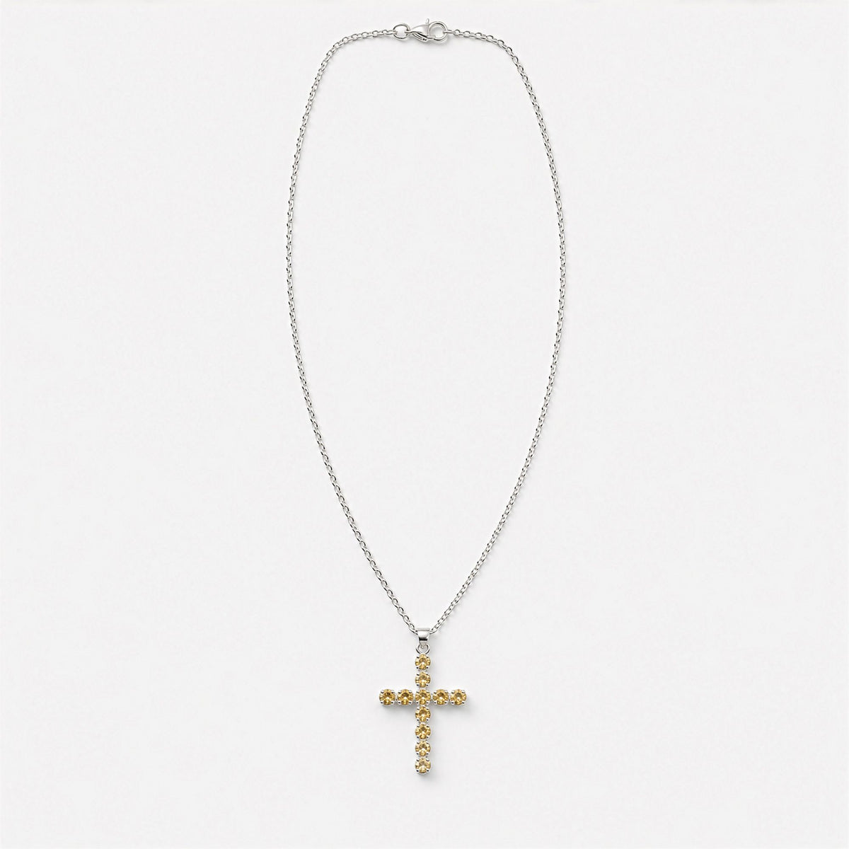 Anhänger – Devotional versilbert Kette – Citrin-Kreuz