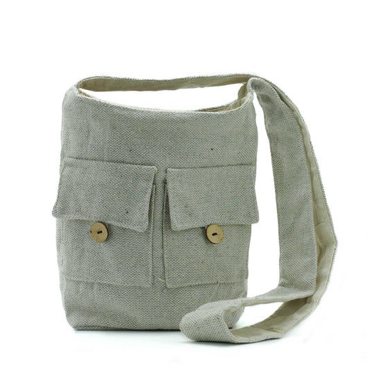 Tasche Naturtöne mit 2 Fächern – Stein – mittel